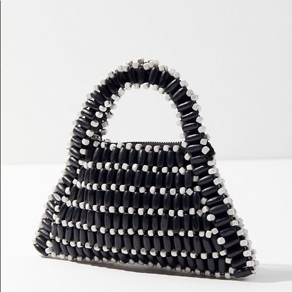 Urban Outfitters Handbags - Urban Outfitters Black White Handbag Wood Beaded